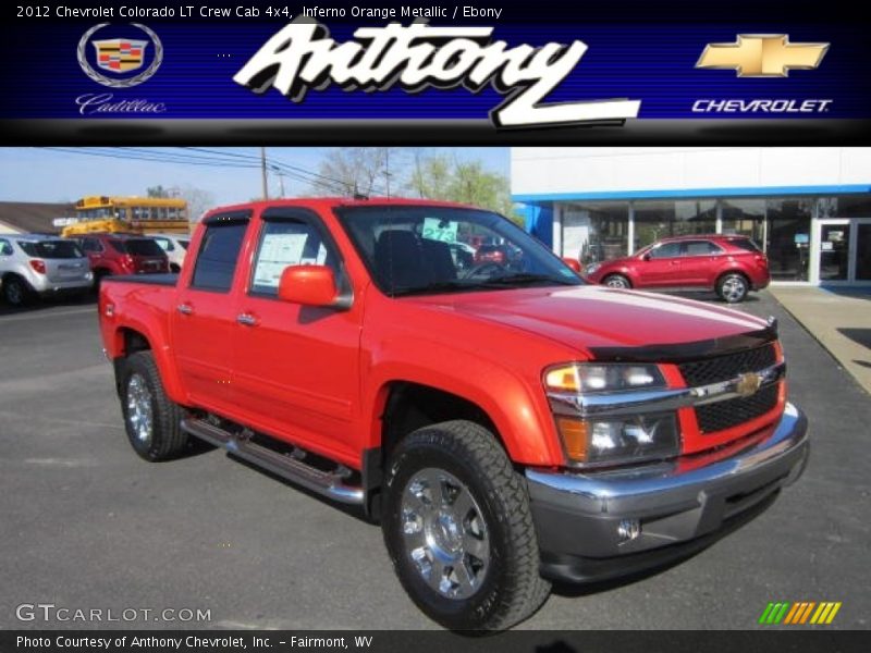 Inferno Orange Metallic / Ebony 2012 Chevrolet Colorado LT Crew Cab 4x4