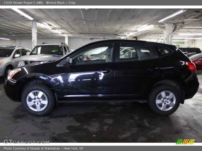 Wicked Black / Gray 2009 Nissan Rogue S AWD