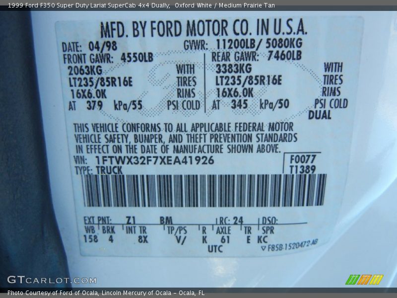 Oxford White / Medium Prairie Tan 1999 Ford F350 Super Duty Lariat SuperCab 4x4 Dually