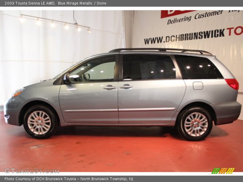 Blue Mirage Metallic / Stone 2009 Toyota Sienna LE AWD