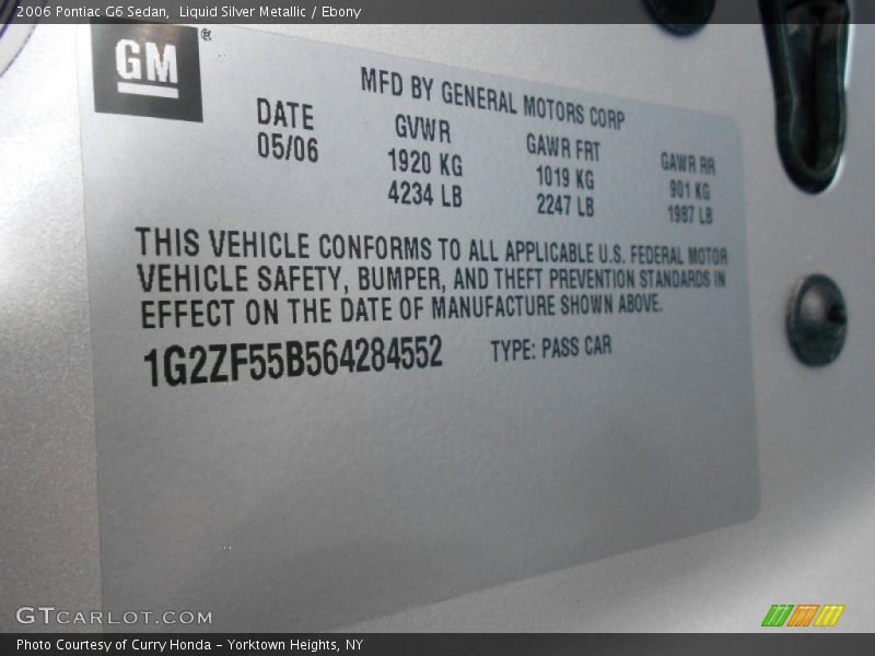 Liquid Silver Metallic / Ebony 2006 Pontiac G6 Sedan