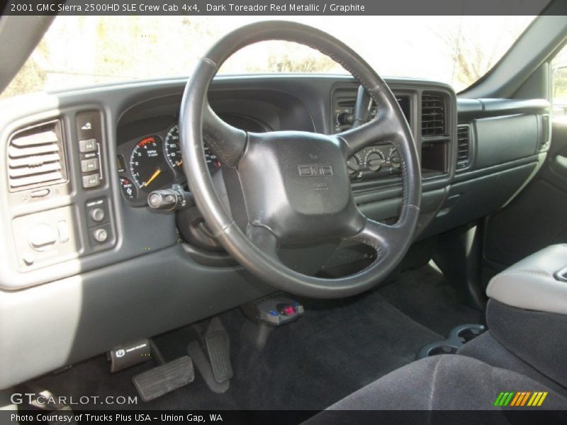 Dark Toreador Red Metallic / Graphite 2001 GMC Sierra 2500HD SLE Crew Cab 4x4
