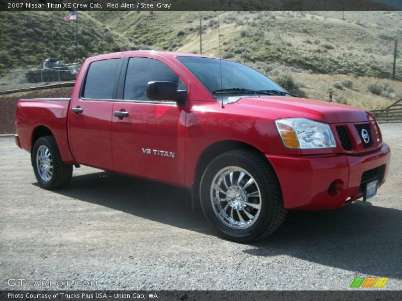 Red Alert / Steel Gray 2007 Nissan Titan XE Crew Cab