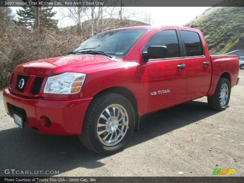 Red Alert / Steel Gray 2007 Nissan Titan XE Crew Cab