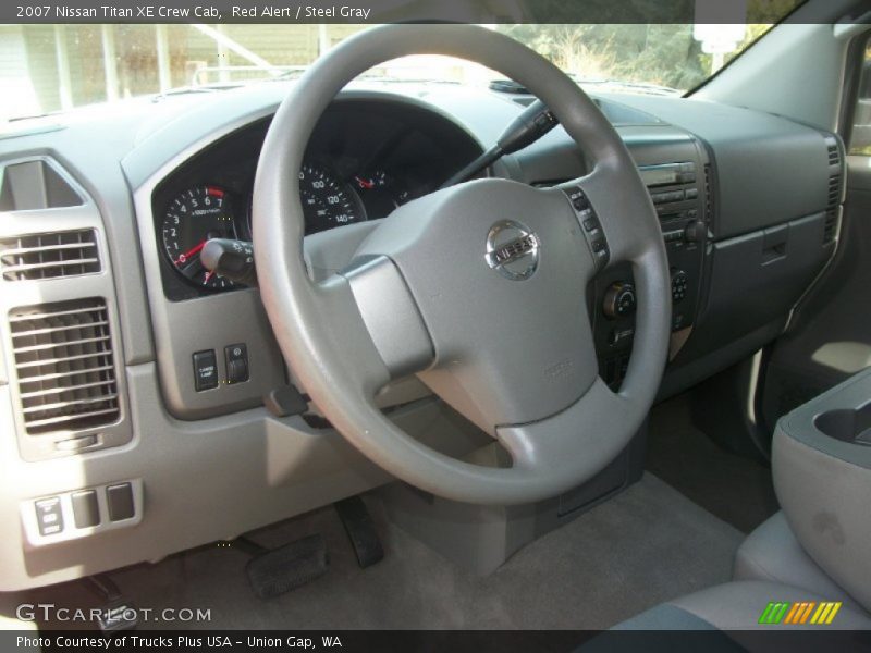 Red Alert / Steel Gray 2007 Nissan Titan XE Crew Cab