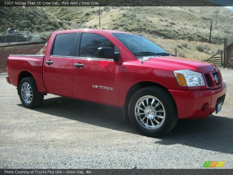 Red Alert / Steel Gray 2007 Nissan Titan XE Crew Cab