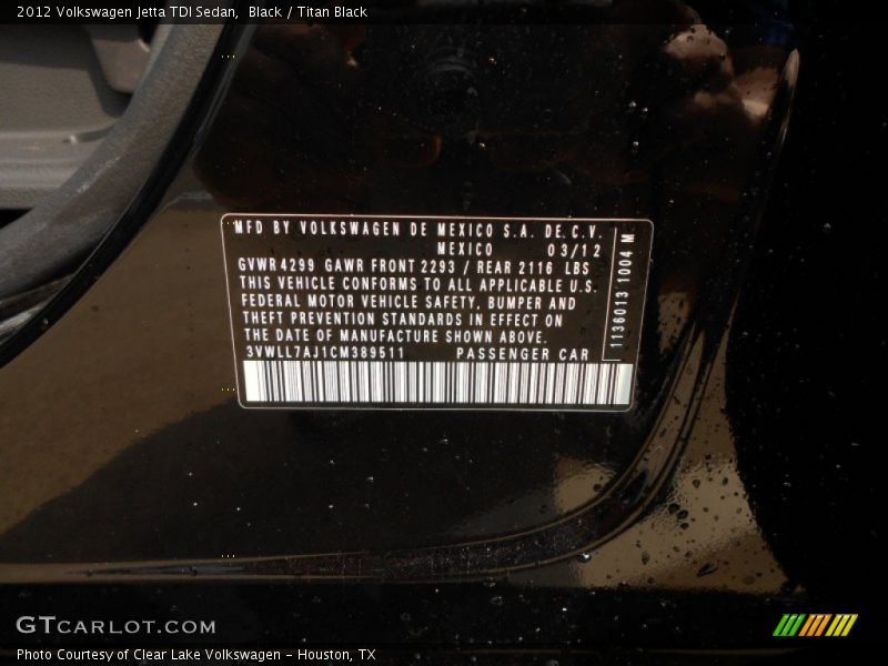 Black / Titan Black 2012 Volkswagen Jetta TDI Sedan