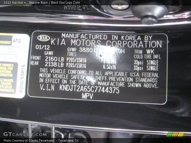 Shadow Black / Black Soul Logo Cloth 2012 Kia Soul +
