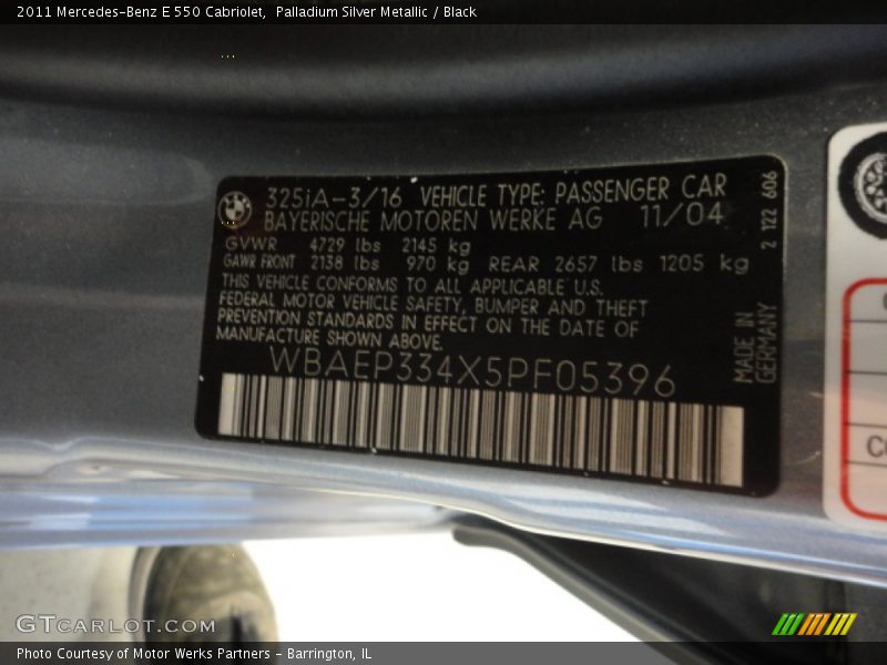 Palladium Silver Metallic / Black 2011 Mercedes-Benz E 550 Cabriolet