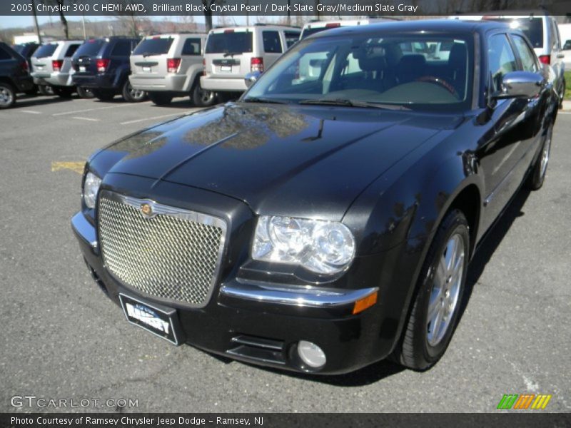 Brilliant Black Crystal Pearl / Dark Slate Gray/Medium Slate Gray 2005 Chrysler 300 C HEMI AWD