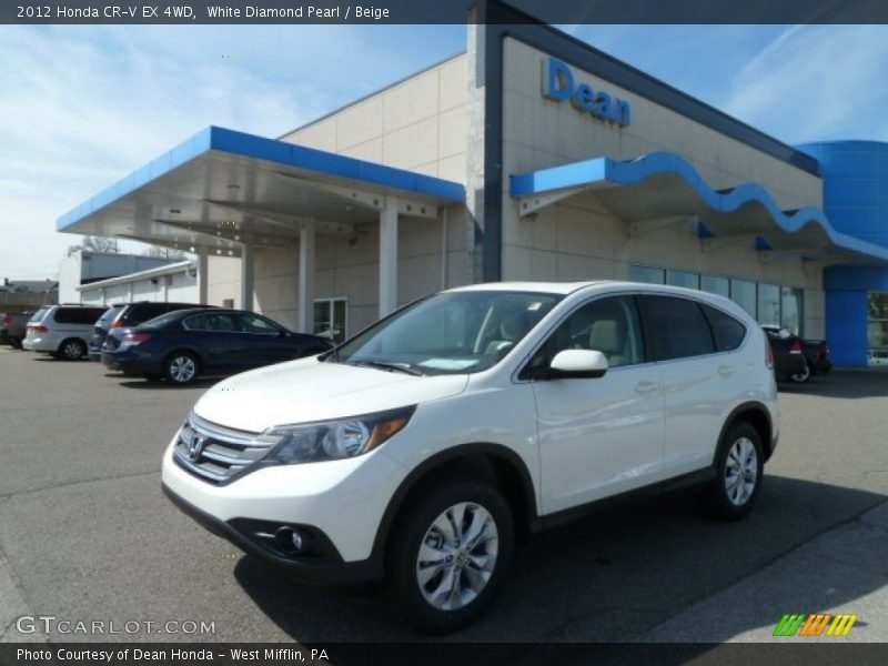 White Diamond Pearl / Beige 2012 Honda CR-V EX 4WD