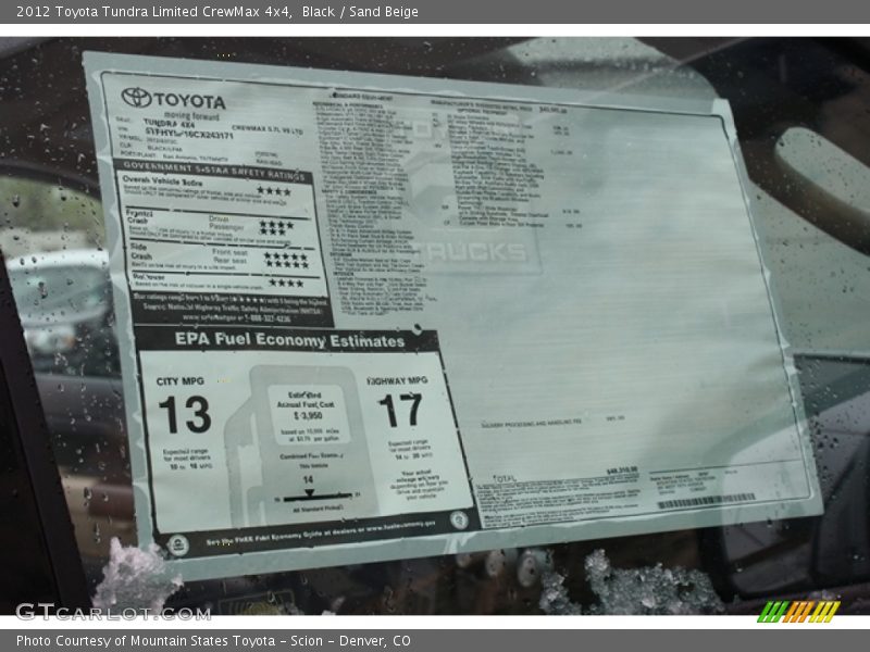 Black / Sand Beige 2012 Toyota Tundra Limited CrewMax 4x4