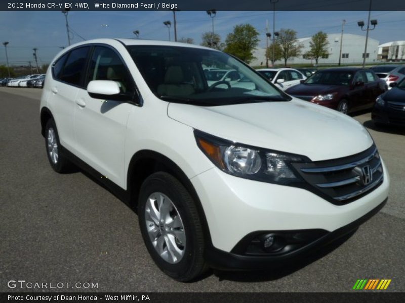White Diamond Pearl / Beige 2012 Honda CR-V EX 4WD