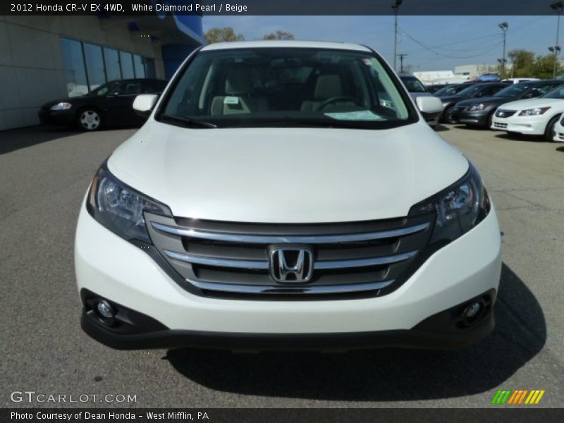White Diamond Pearl / Beige 2012 Honda CR-V EX 4WD