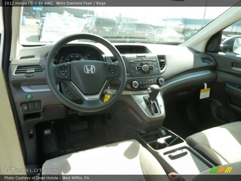 White Diamond Pearl / Beige 2012 Honda CR-V EX 4WD