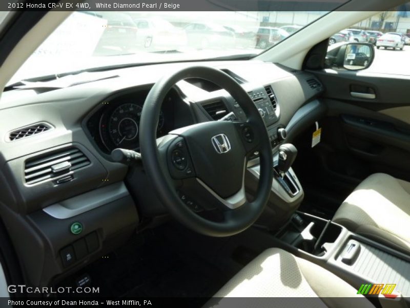 White Diamond Pearl / Beige 2012 Honda CR-V EX 4WD