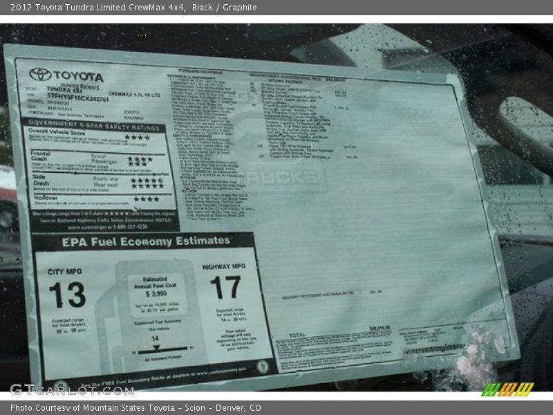 Black / Graphite 2012 Toyota Tundra Limited CrewMax 4x4