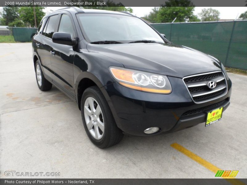 Deepwater Blue / Black 2008 Hyundai Santa Fe Limited