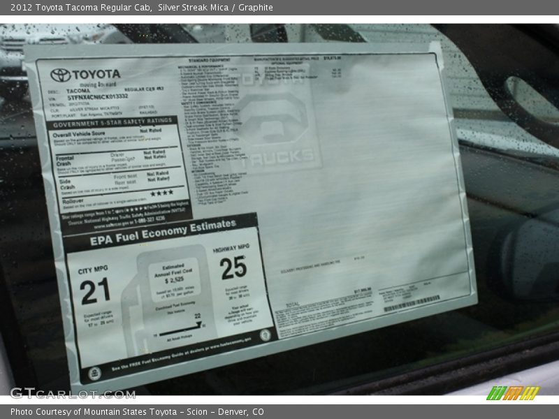 Silver Streak Mica / Graphite 2012 Toyota Tacoma Regular Cab