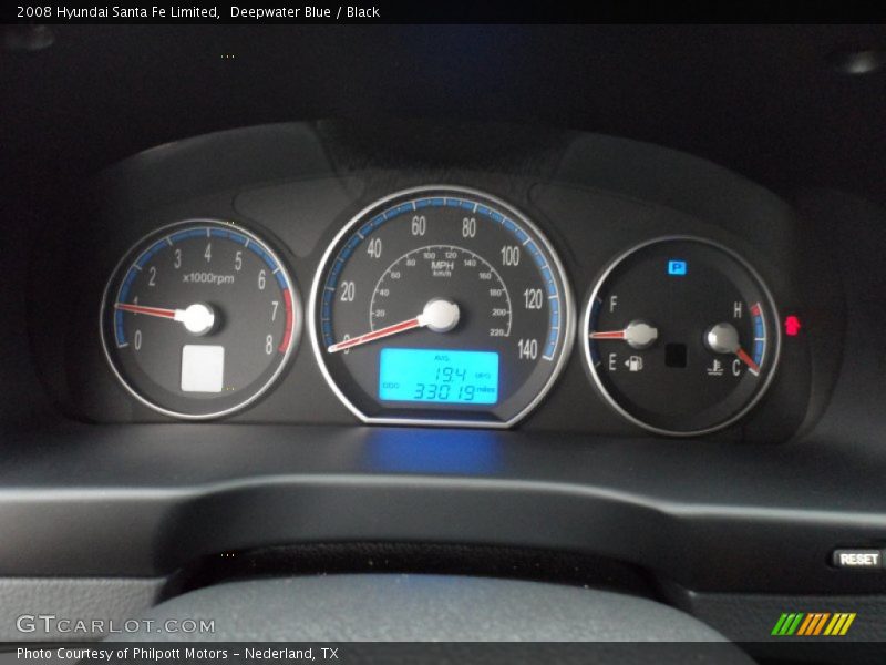 Deepwater Blue / Black 2008 Hyundai Santa Fe Limited