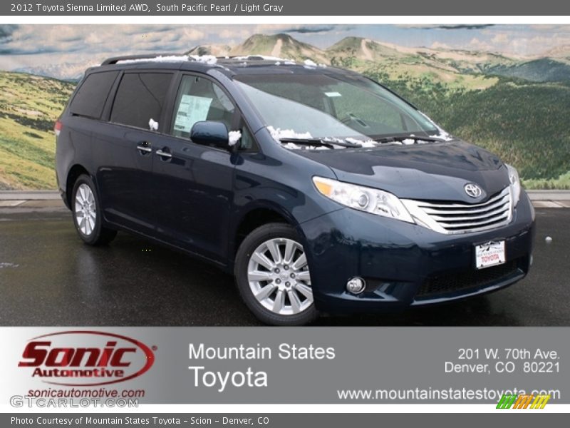 South Pacific Pearl / Light Gray 2012 Toyota Sienna Limited AWD