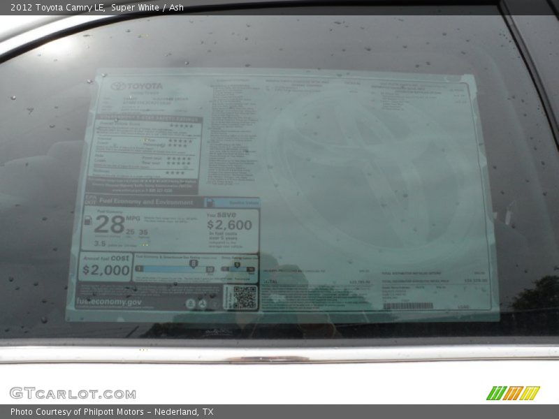 Super White / Ash 2012 Toyota Camry LE