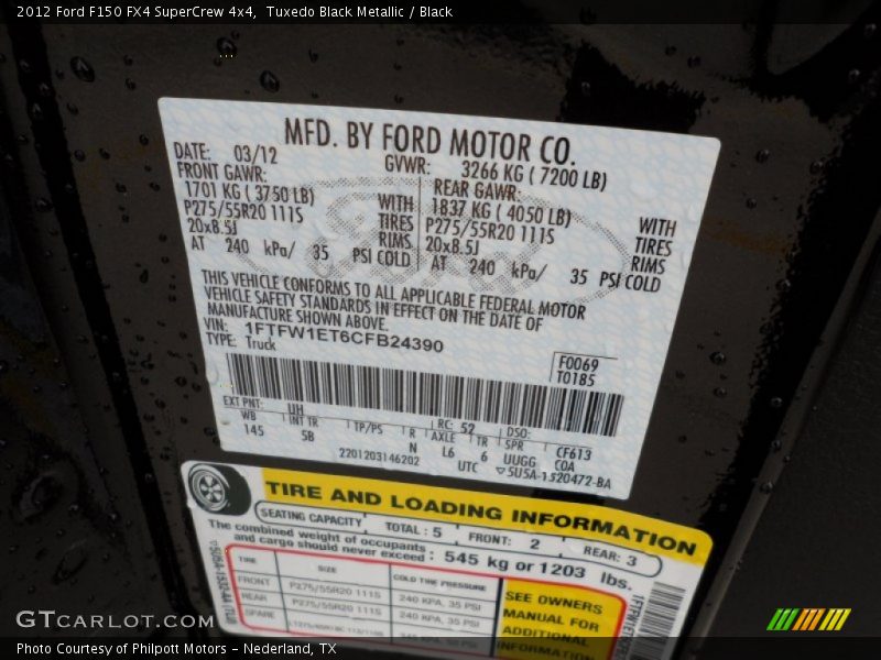 Tuxedo Black Metallic / Black 2012 Ford F150 FX4 SuperCrew 4x4