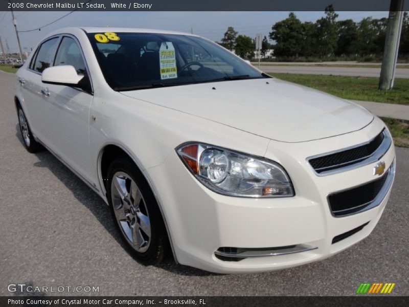 White / Ebony 2008 Chevrolet Malibu LT Sedan