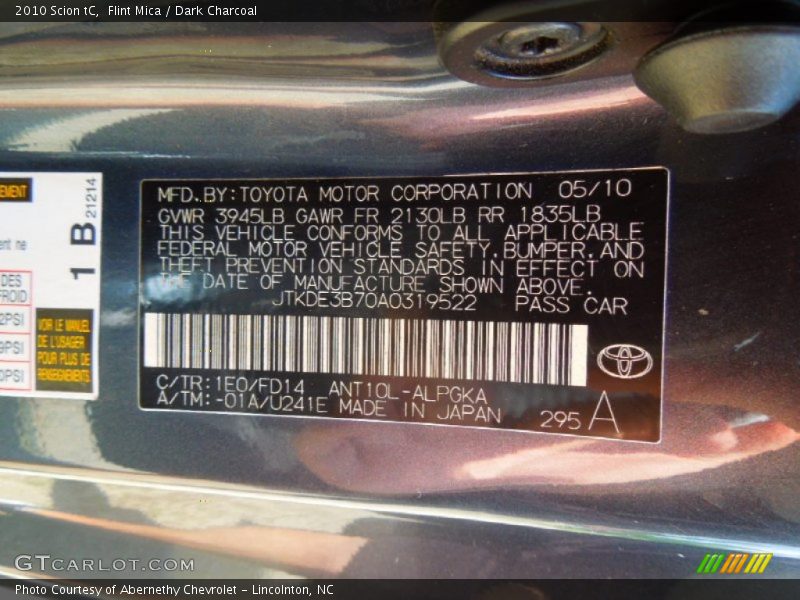 Flint Mica / Dark Charcoal 2010 Scion tC