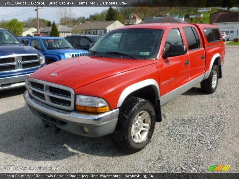 Flame Red / Dark Slate Gray 2001 Dodge Dakota SLT Quad Cab 4x4