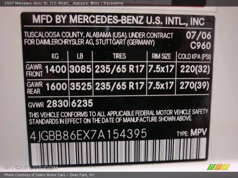 Alabaster White / Macadamia 2007 Mercedes-Benz ML 350 4Matic