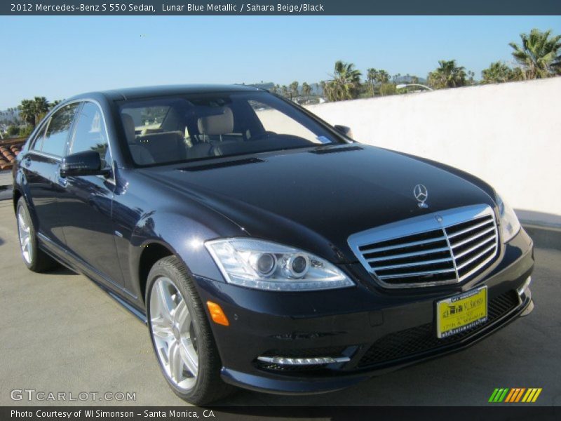 Lunar Blue Metallic / Sahara Beige/Black 2012 Mercedes-Benz S 550 Sedan