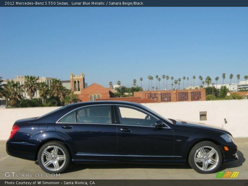 Lunar Blue Metallic / Sahara Beige/Black 2012 Mercedes-Benz S 550 Sedan