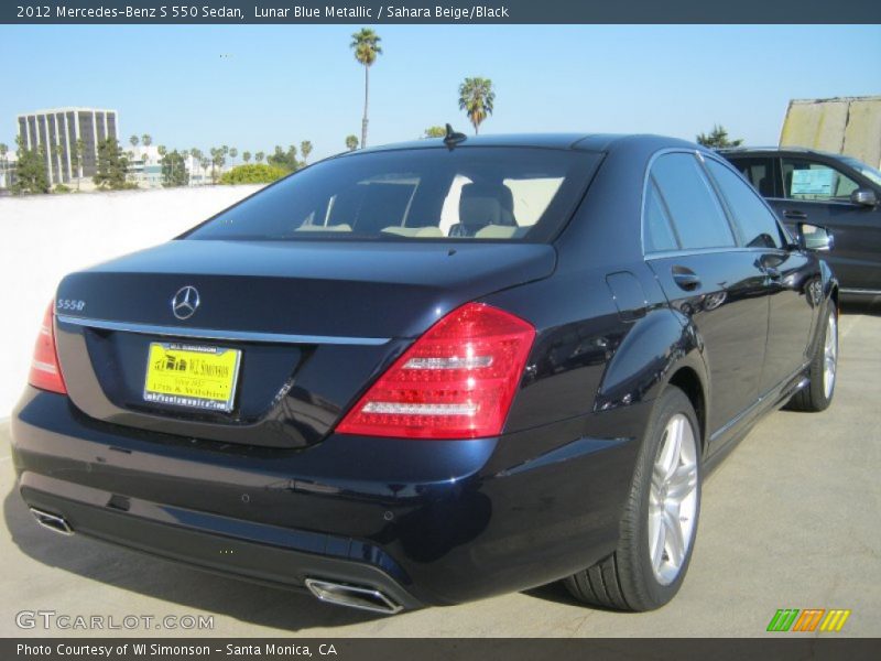 Lunar Blue Metallic / Sahara Beige/Black 2012 Mercedes-Benz S 550 Sedan