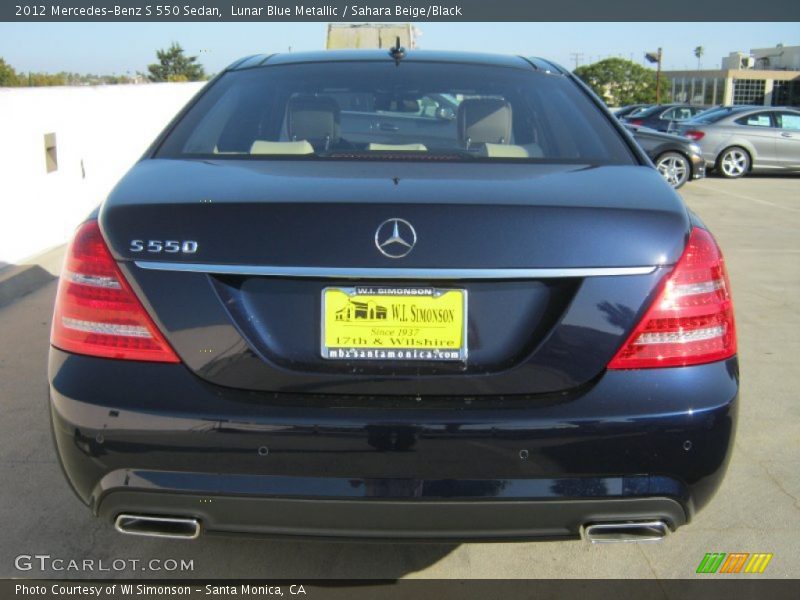 Lunar Blue Metallic / Sahara Beige/Black 2012 Mercedes-Benz S 550 Sedan