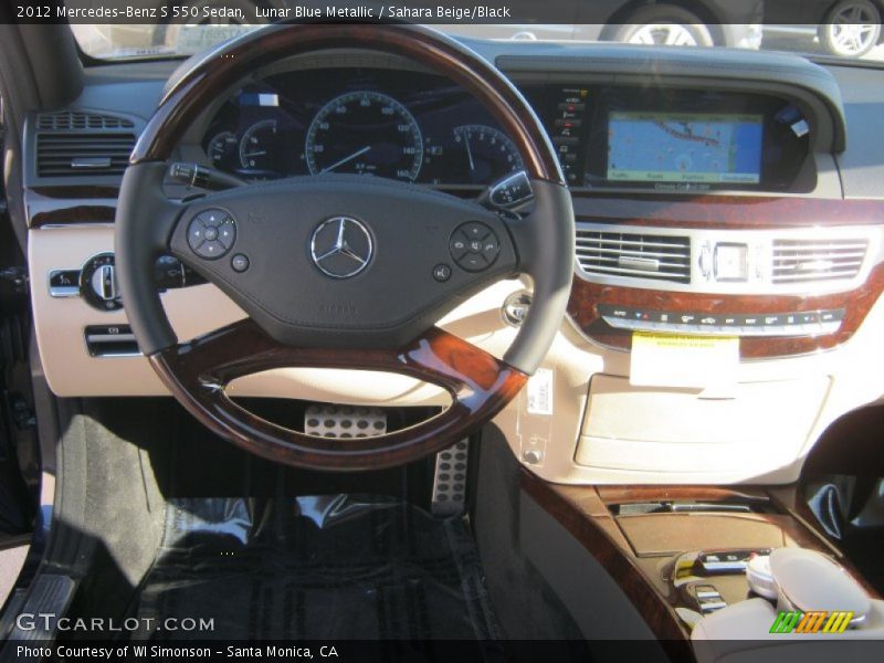 Lunar Blue Metallic / Sahara Beige/Black 2012 Mercedes-Benz S 550 Sedan