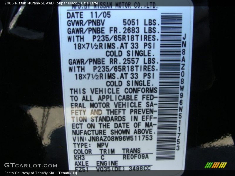 Super Black / Cafe Latte 2006 Nissan Murano SL AWD