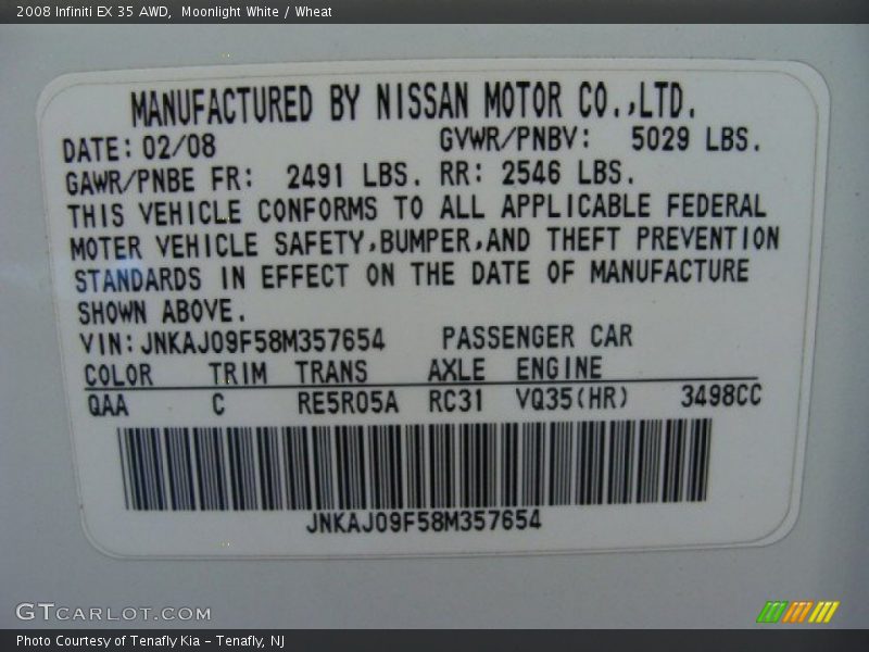 Moonlight White / Wheat 2008 Infiniti EX 35 AWD
