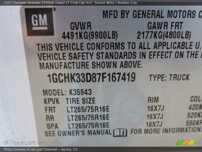 Summit White / Medium Gray 2007 Chevrolet Silverado 3500HD Classic LT Crew Cab 4x4