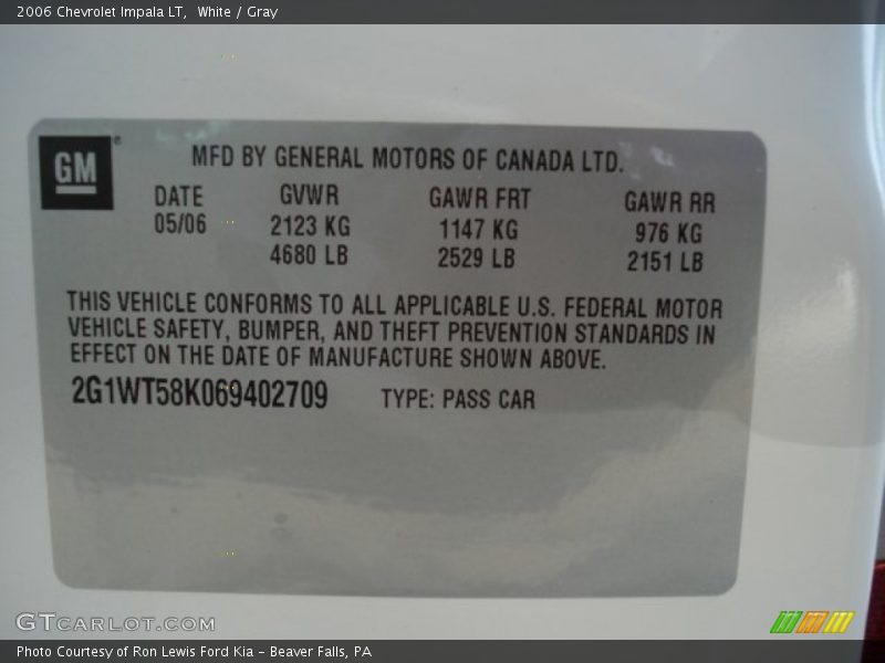 White / Gray 2006 Chevrolet Impala LT