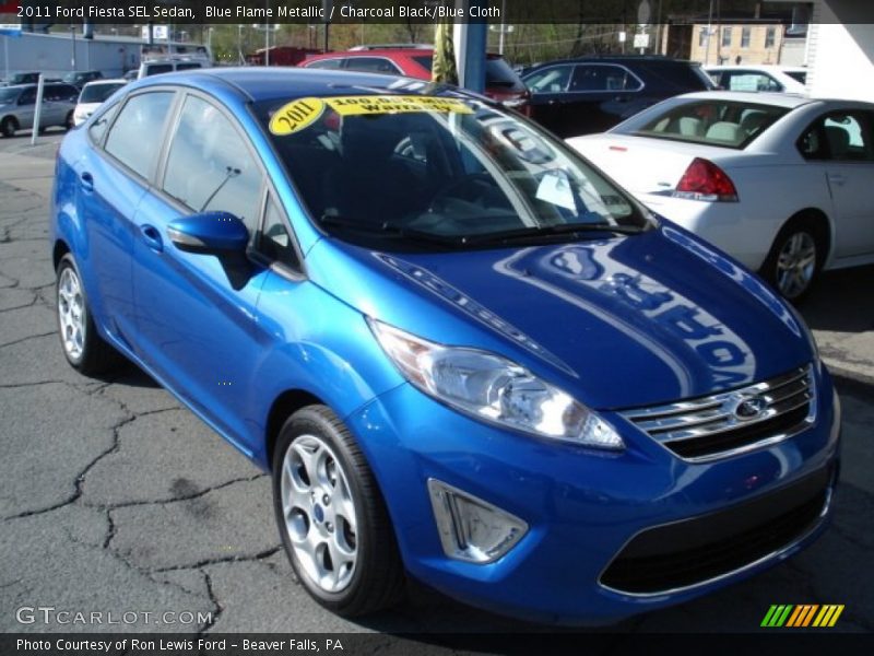 Blue Flame Metallic / Charcoal Black/Blue Cloth 2011 Ford Fiesta SEL Sedan