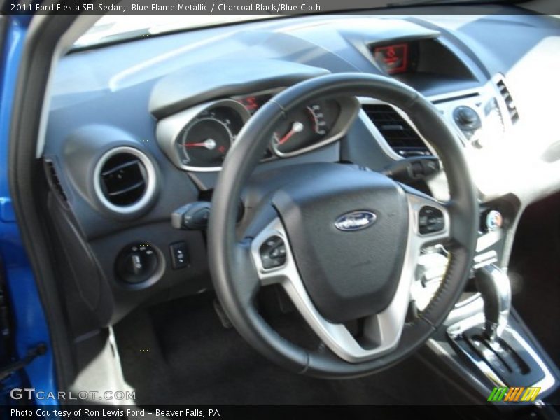 Blue Flame Metallic / Charcoal Black/Blue Cloth 2011 Ford Fiesta SEL Sedan