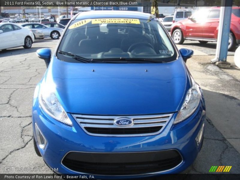 Blue Flame Metallic / Charcoal Black/Blue Cloth 2011 Ford Fiesta SEL Sedan