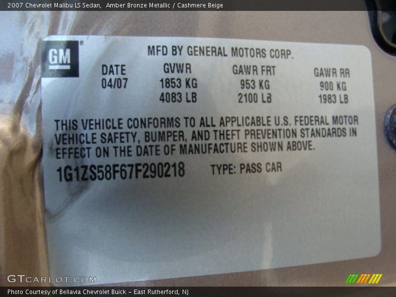 Amber Bronze Metallic / Cashmere Beige 2007 Chevrolet Malibu LS Sedan