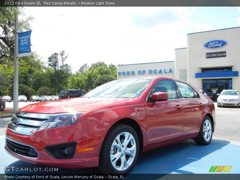 Red Candy Metallic / Medium Light Stone 2012 Ford Fusion SE