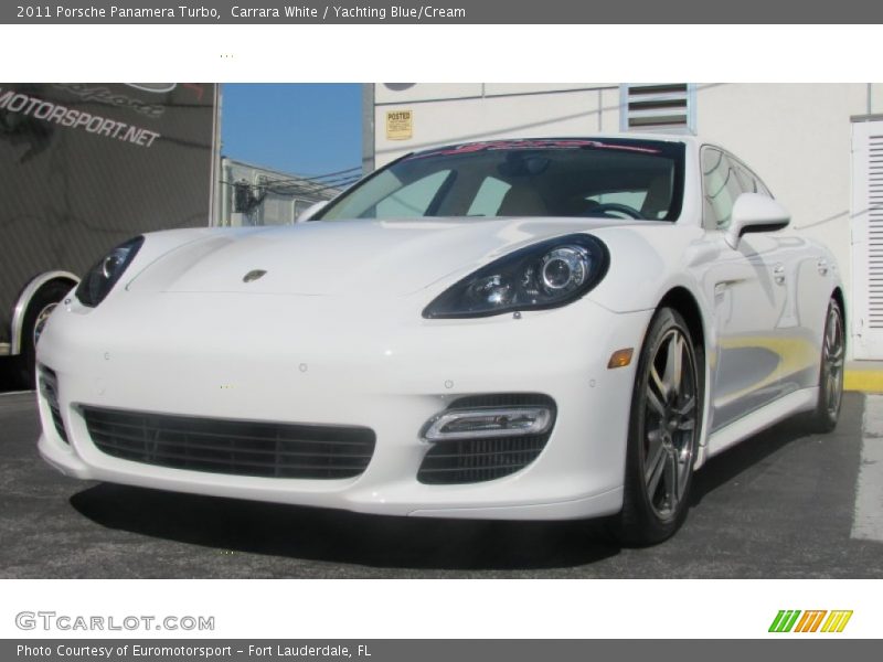 Carrara White / Yachting Blue/Cream 2011 Porsche Panamera Turbo