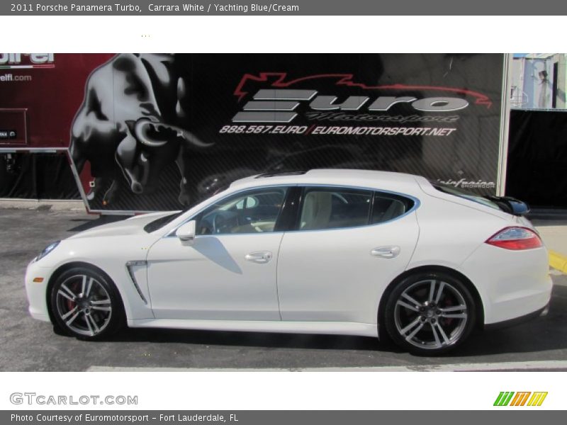 Carrara White / Yachting Blue/Cream 2011 Porsche Panamera Turbo