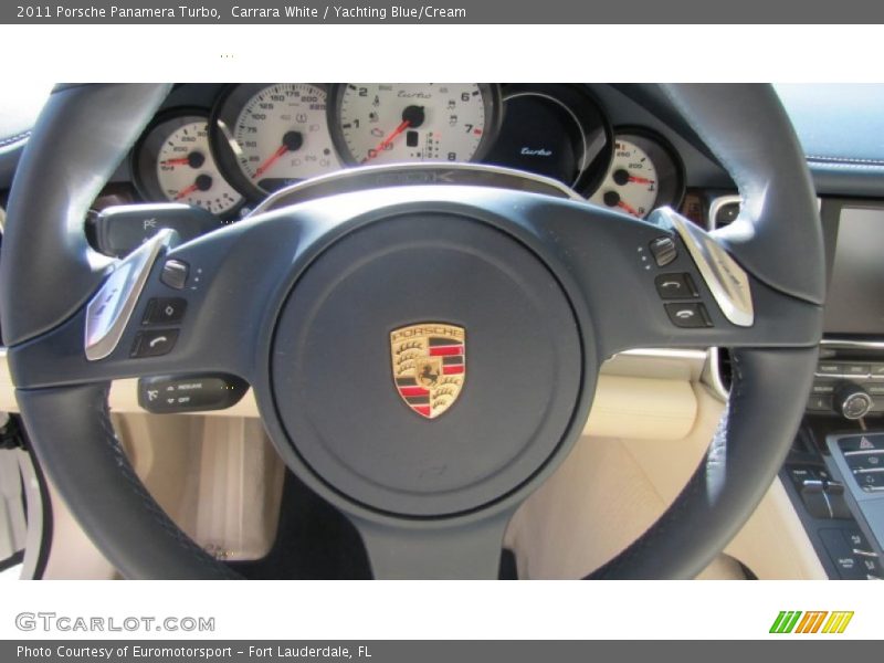 Carrara White / Yachting Blue/Cream 2011 Porsche Panamera Turbo