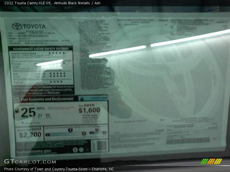 Attitude Black Metallic / Ash 2012 Toyota Camry XLE V6