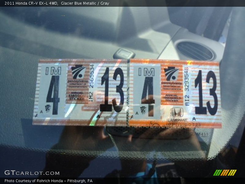 Glacier Blue Metallic / Gray 2011 Honda CR-V EX-L 4WD